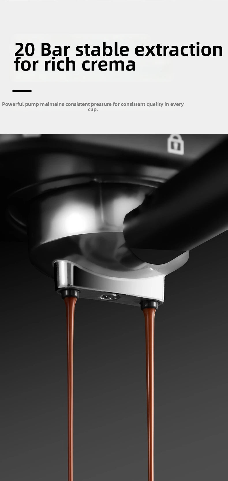 20Bar Espresso Machine – Dual Brew Hot & Cold Features smart touchscreen, milk frother, fast heating, and energy-saving design. Ideal for home baristas to craft café-quality drinks.