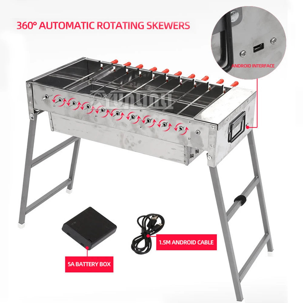 60CM Grill Household Automatic Rotating Barbecue Stove Outdoor Folding Charcoal Barbecue Stove Bakplaat Elektrische