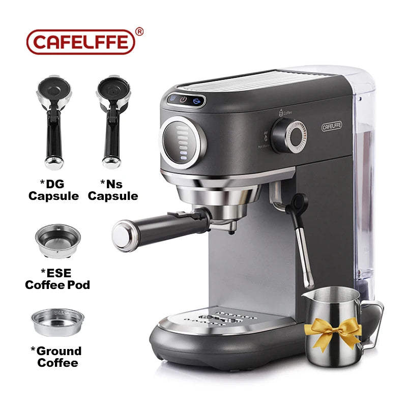 Cafelffe 4in1 Cappuccino Coffee Machine Dolce gusto Nes Capsule Espresso Maker ESE Pod Ground Gift for Lover,Dad,Mom Cafetera