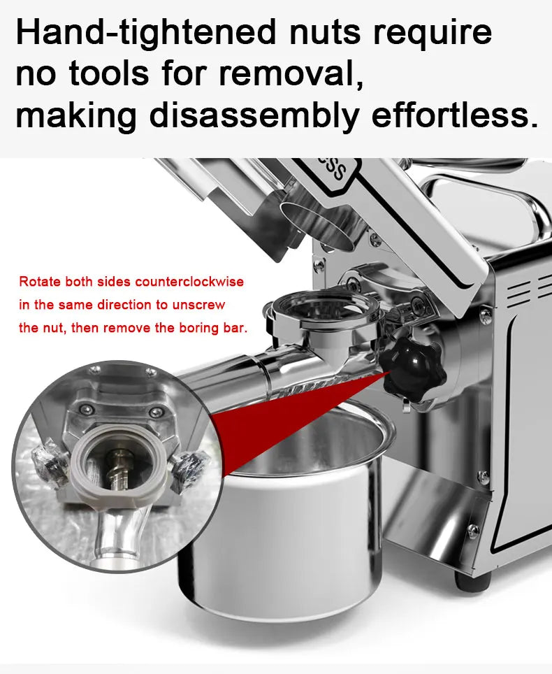 2025 Upgraded Oil Press Machine,110V/220V Dual Voltage,Low Noise Easy Clean Small Business/Household, Food Grade Stainless Steel