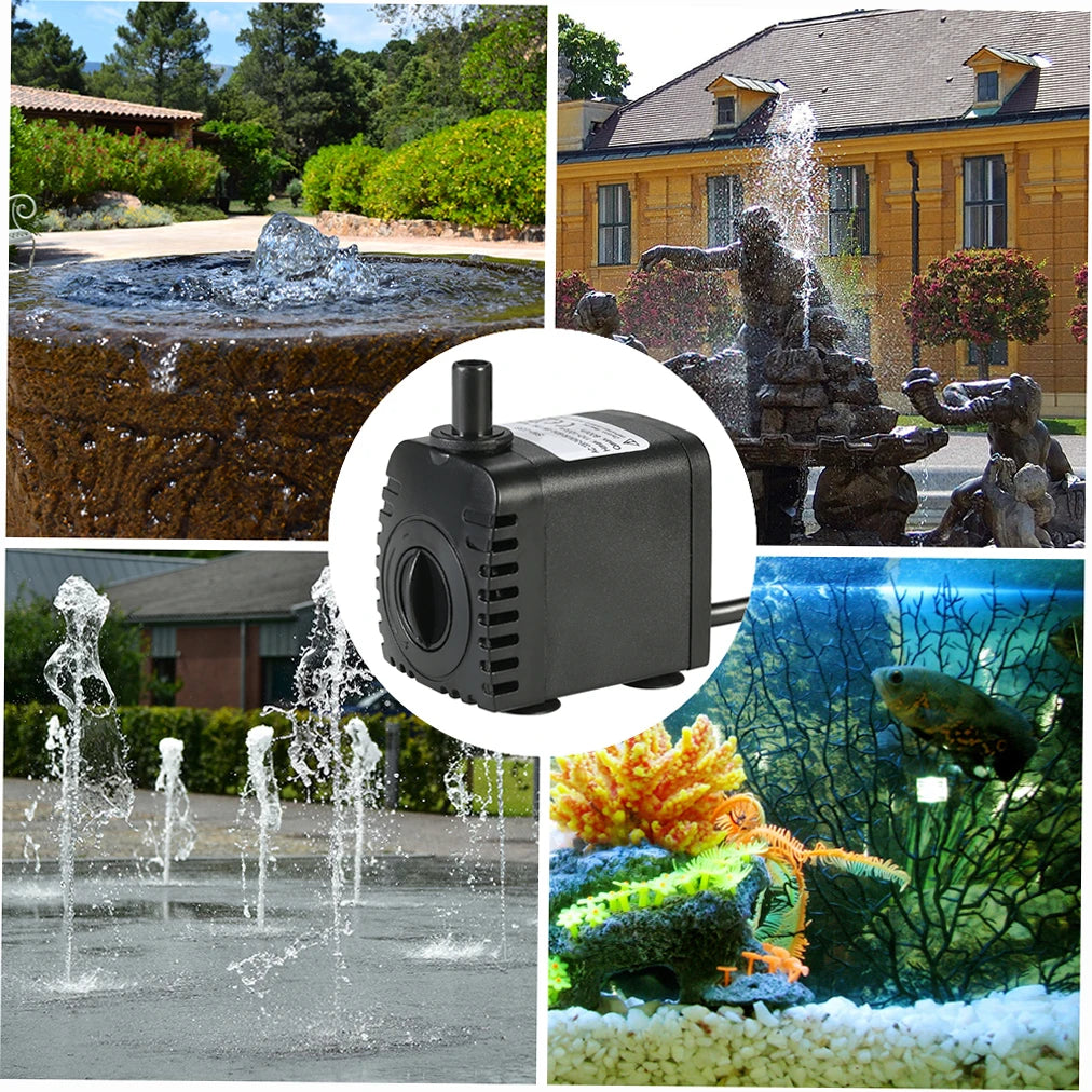 600L/H 8W Submersible Pond Water Pump for Aquarium Tabletop Fountains Pond Water Gardens and Hydroponic Systems with 2 Nozzles