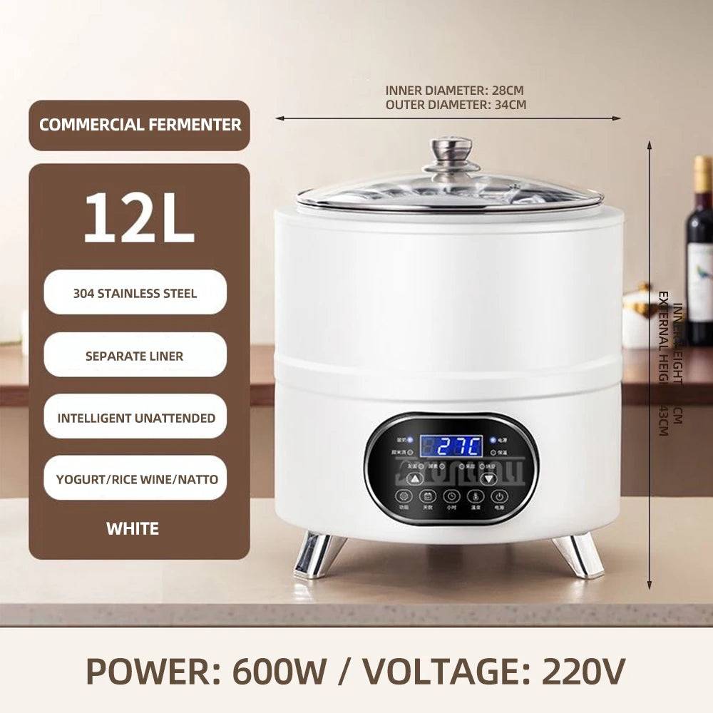 Stainless Steel Yogurt Maker – Large Capacity Features timing and constant temperature control for perfect fermentation. Easy to use and ideal for homemade yogurt.