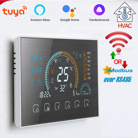 Programmable Thermostat 24V/220V WIFI RS485 Modbus RTU for 2/4-Way Valve Heat Cool Air Conditioning HVAC System Control