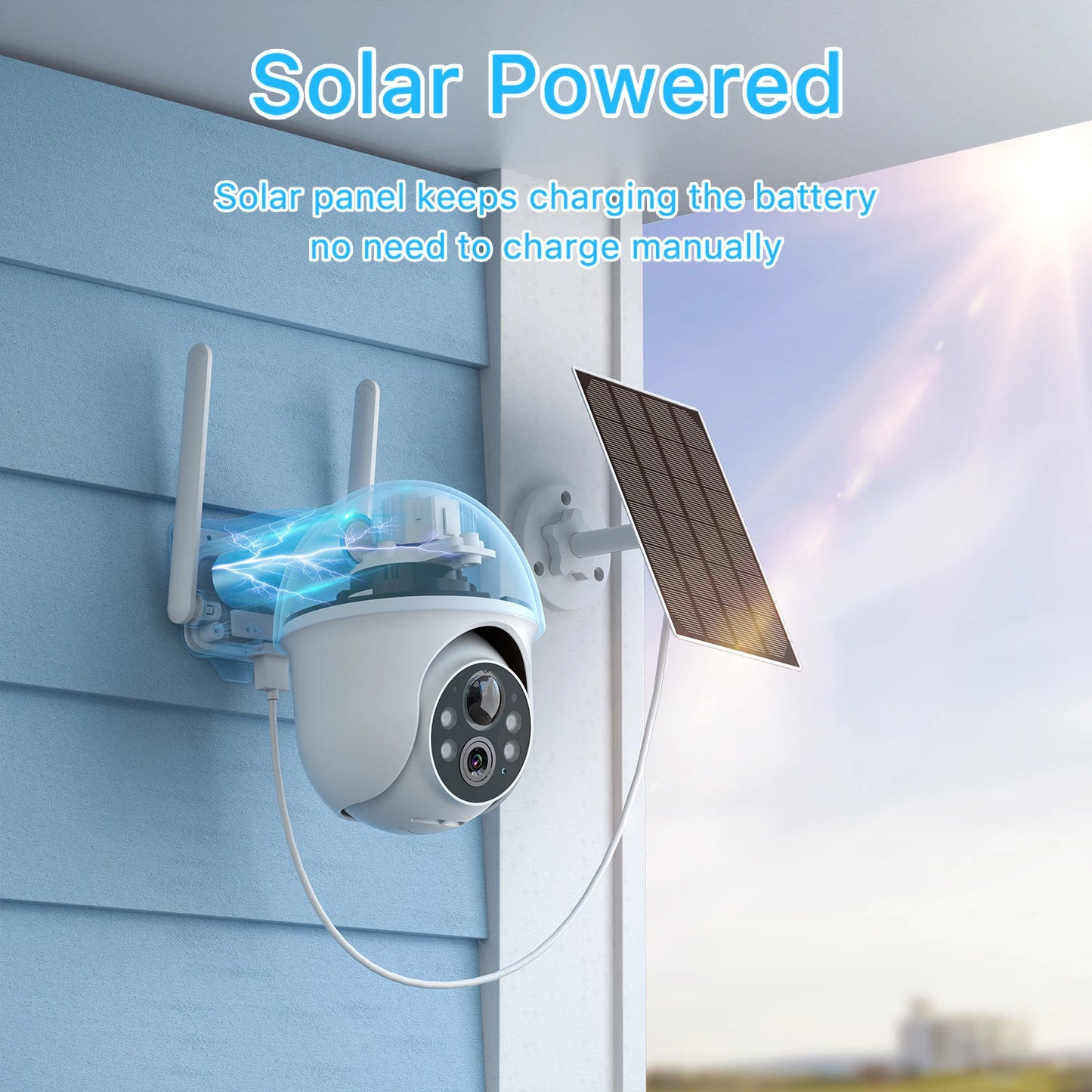ANRAN 5MP Wifi Solar Camera 360° Rotation Security Surveillance Camera Outdoor Wireless Human Detection Custom Detection Area