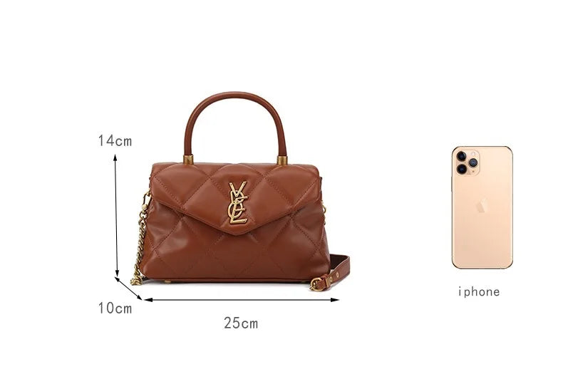 High-End Diamond Grid Handbag Fashion Chain Design Elegant and versatile shoulder/crossbody bag with a stylish quilted look. Perfect for everyday wear or special occasions.