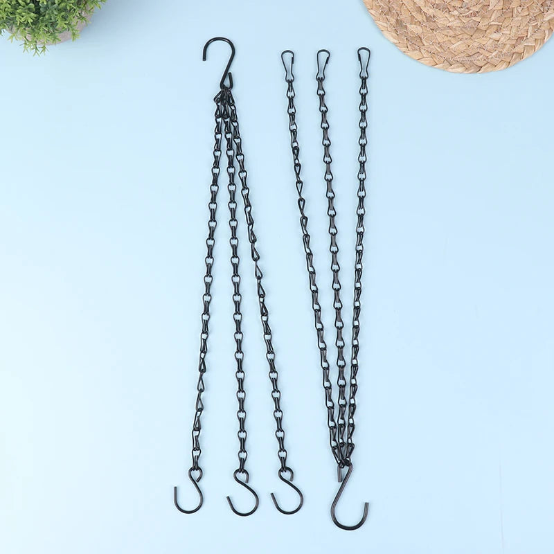 40cm Rattan Hanging Pendant Chain Flowers Basket Chain Flower Pot Hydroponic Plants Grow Tools Garden Decorations With 3 Hooks
