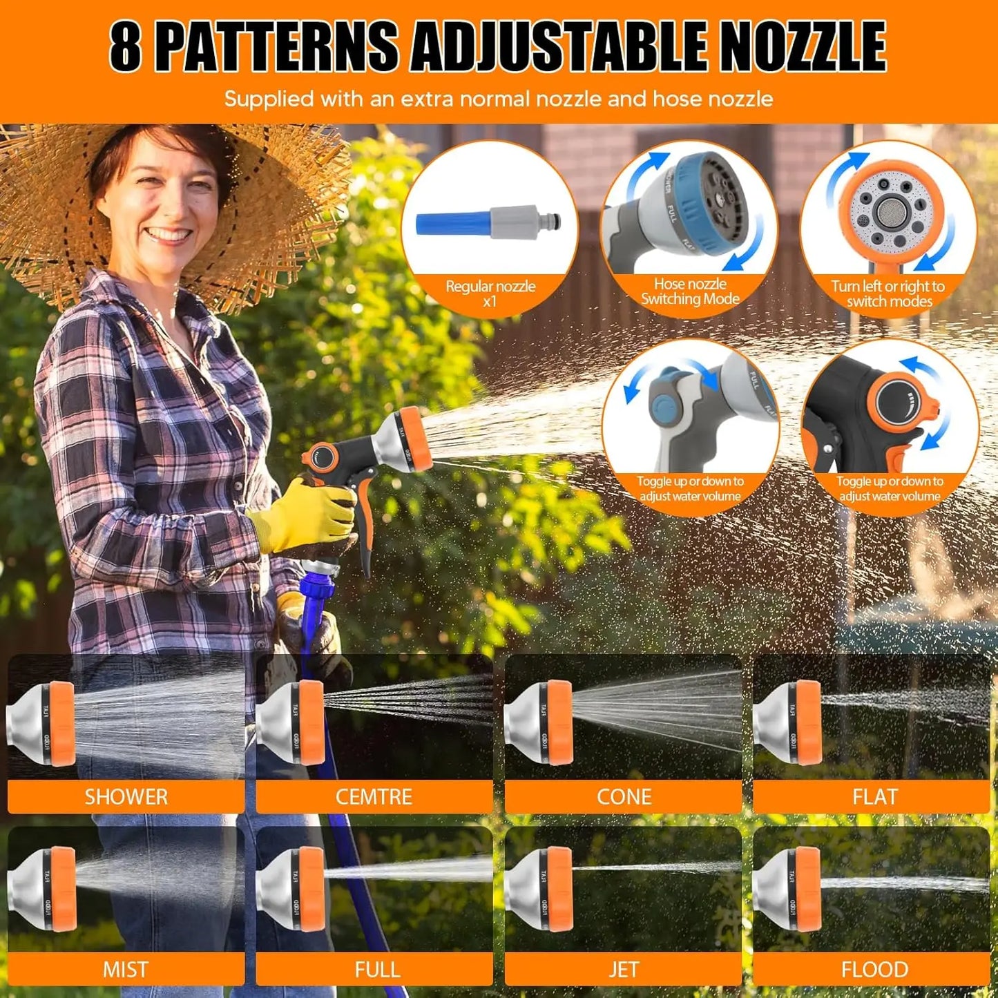 30M Wall-Mounted Garden Hose Reel with 8-Function Spray Gun
Features 180° swivel, 2 nozzle options, and automatic rewind for easy storage and convenient watering.