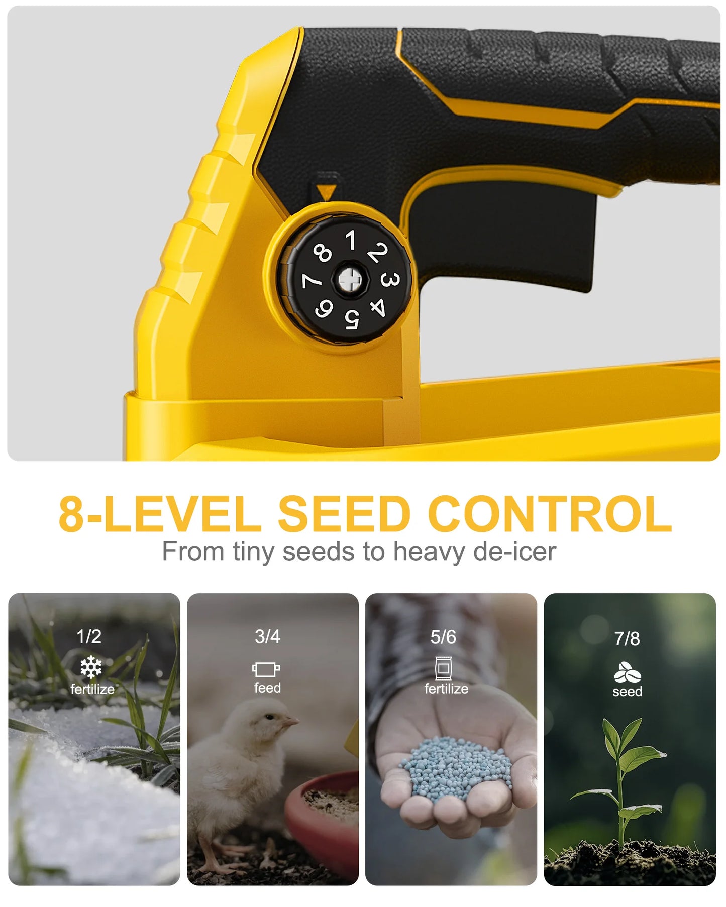 Cordless Handheld Spreader  Dewalt 18V/20V Compatible Battery powered electric spreader (battery not included). Perfect for grass seed, fertilizer, ice melt, or lawn care. Lightweight, cordless, easy one-hand operation.