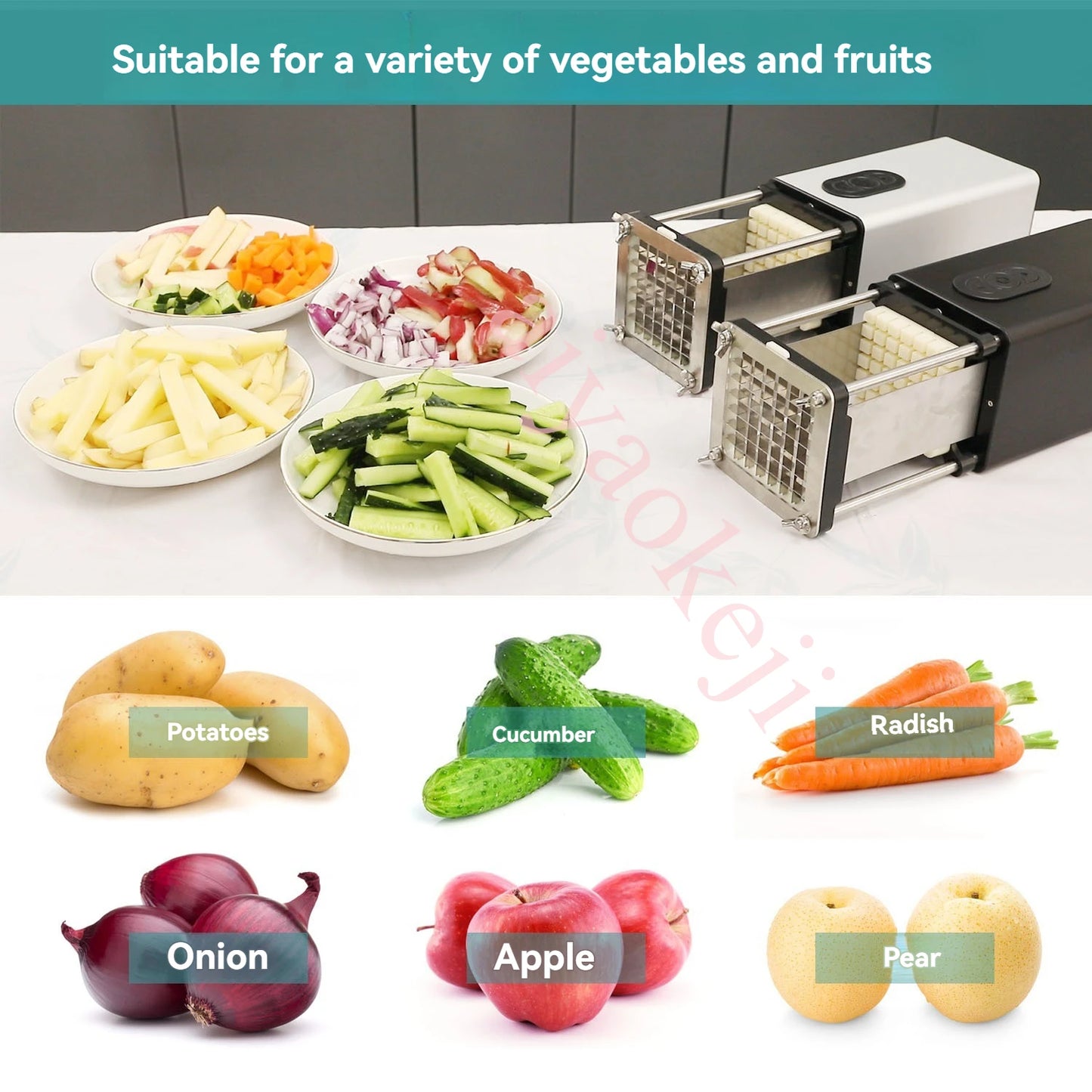 110V-240V Commercial Electric Potato Cutter Potato Chip Cutter French Fries Vegetable Cutting Machine Food Processor