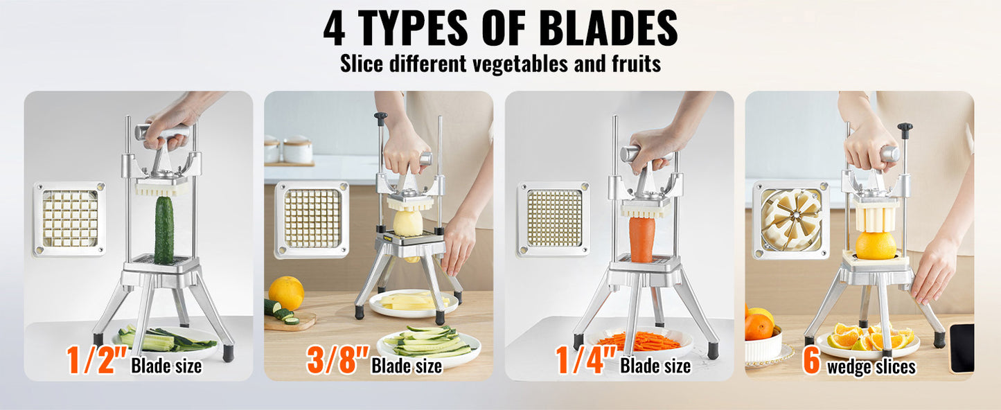 SucceBuy Commercial Vegetable Fruit Dicer Cutter Potato Slicer Chopper 4 Blades & Tray Manual Cutting Machine home appliance