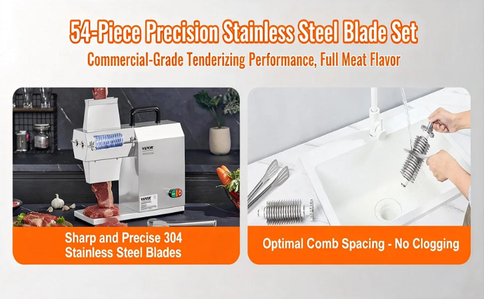 SucceBuy 17inch 54 Blades Commercial Meat Tenderizer 450W Electric Meat Tenderizer Machine for Pork Chicken Fish