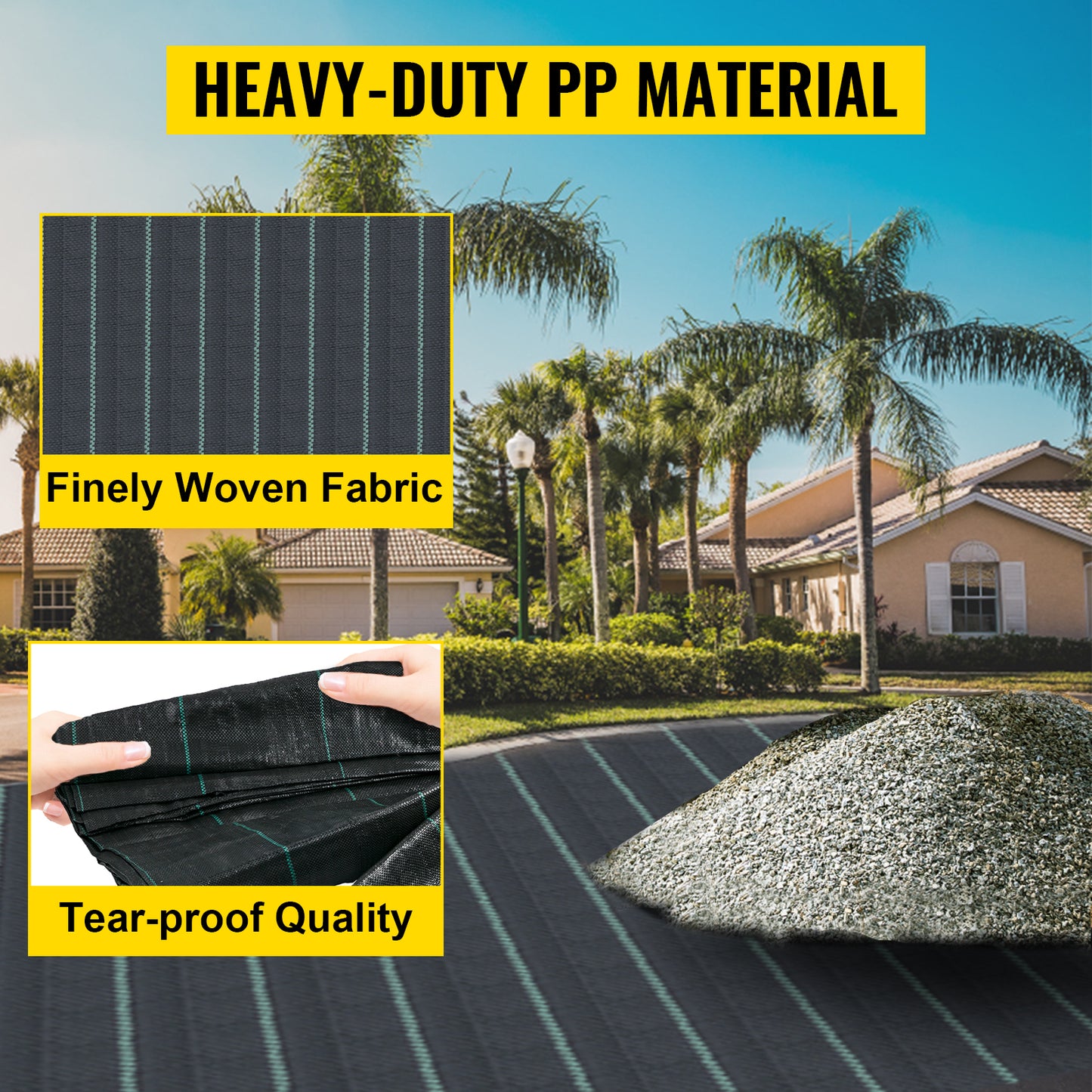 SucceBuy Commercial Grade Ground Road Large Driveway Permeable  Fabric Stabilization Roll Mat Underlayment Outdoor Waterproof