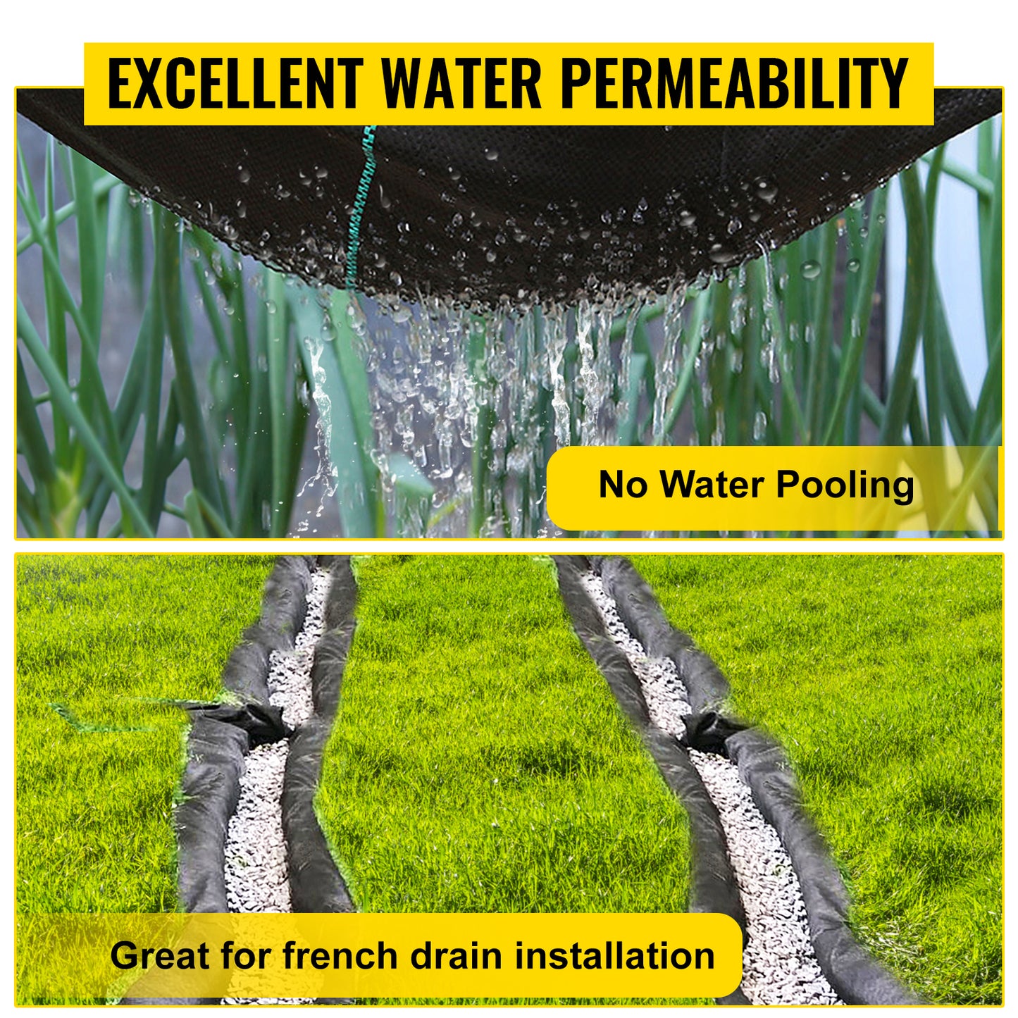 SucceBuy Commercial Grade Ground Road Large Driveway Permeable  Fabric Stabilization Roll Mat Underlayment Outdoor Waterproof