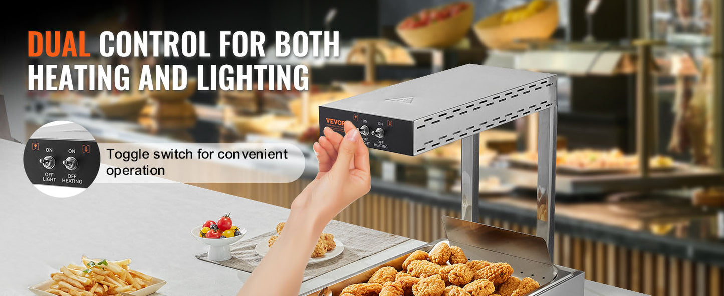 SucceBuy French Fry Food Warmer Commercial Food Heating Countertop 104-122°F Fries Food Warmer for Chip Buffet Restaurant