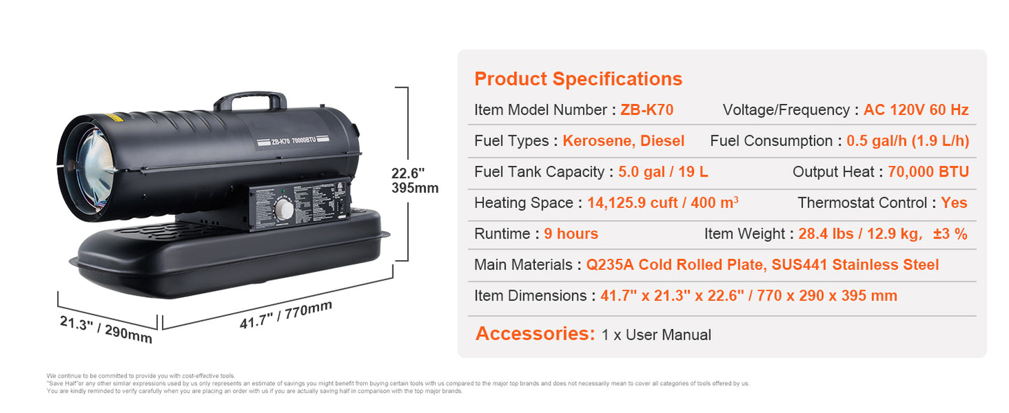 Portable Forced Air Diesel Heater – Torpedo Style Heavy-duty, energy-efficient space heater with thermostat and fuel tank. Ideal for garages, workshops, and outdoor heating.