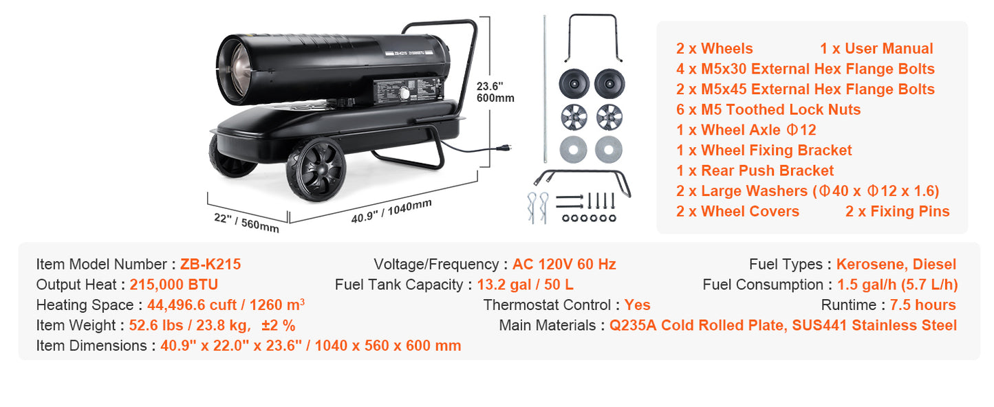 Portable Forced Air Diesel Heater – Torpedo Style Heavy-duty, energy-efficient space heater with thermostat and fuel tank. Ideal for garages, workshops, and outdoor heating.