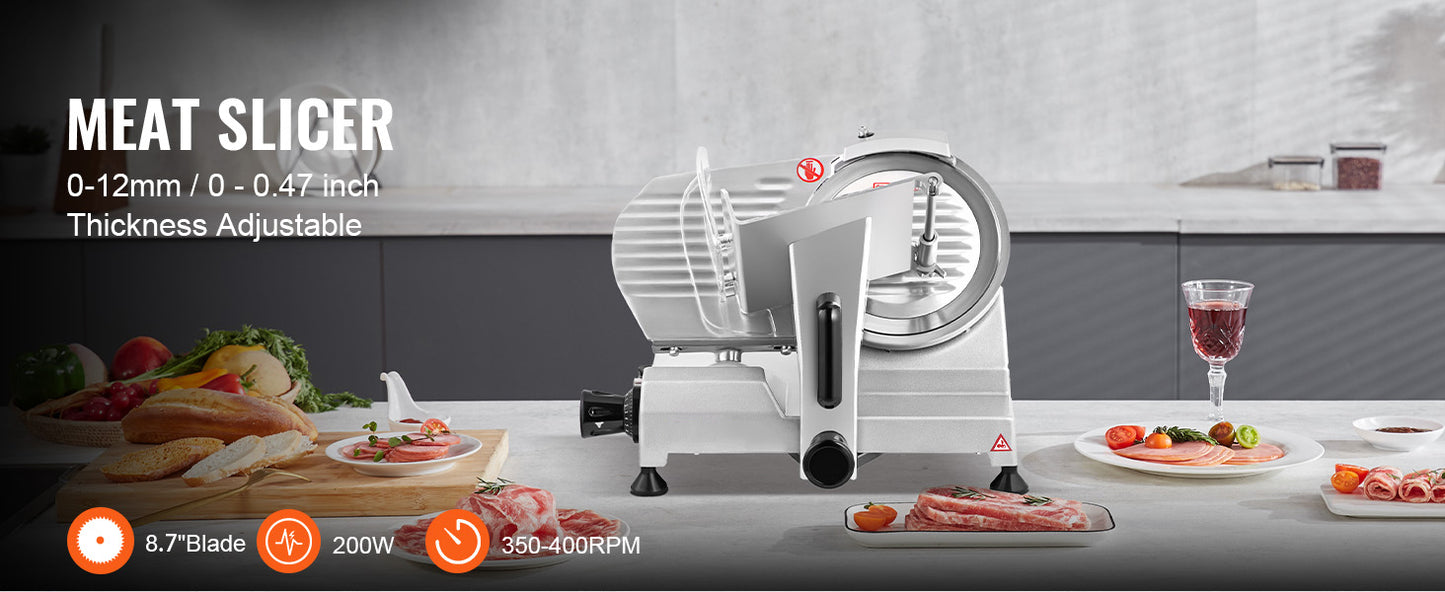 SucceBuy Meat Slicer 200W/240W/320W/340W Electric Deli Food Slicer Adjustable Thickness Commercial and Home Use Cut Meat Cheese