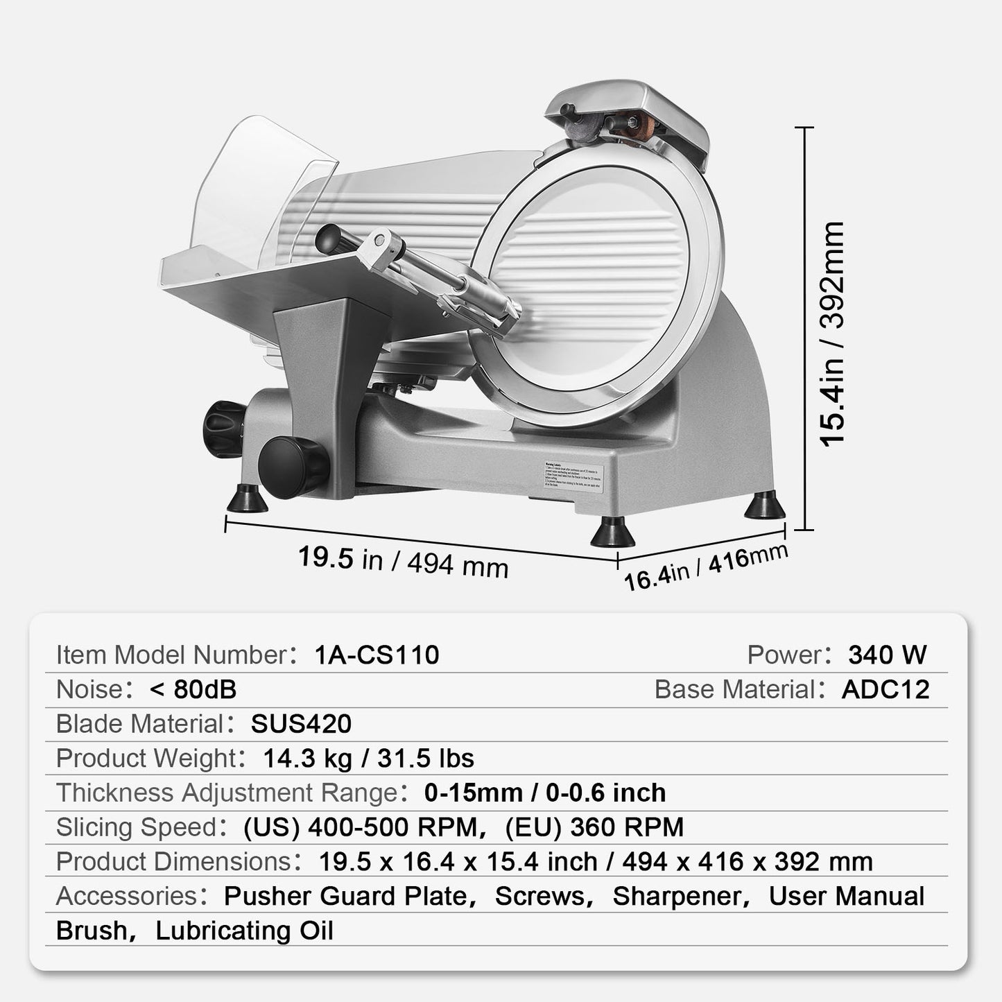 SucceBuy Meat Slicer 200W/240W/320W/340W Electric Deli Food Slicer Adjustable Thickness Commercial and Home Use Cut Meat Cheese