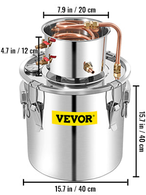 SuceBuy 50L Moonshine Still Alcohol Distiller w/ Water Pump Stainless Copper DIY Brew Ethanol Wine Essential Oil Brewing Kit