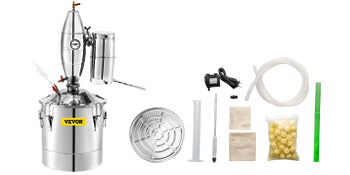 SucceBuy 50L 13.2Gal Water Alcohol Distiller 304 Stainless Steel Alcohol Still Wine Making Boiler Home Kit with Thermometer