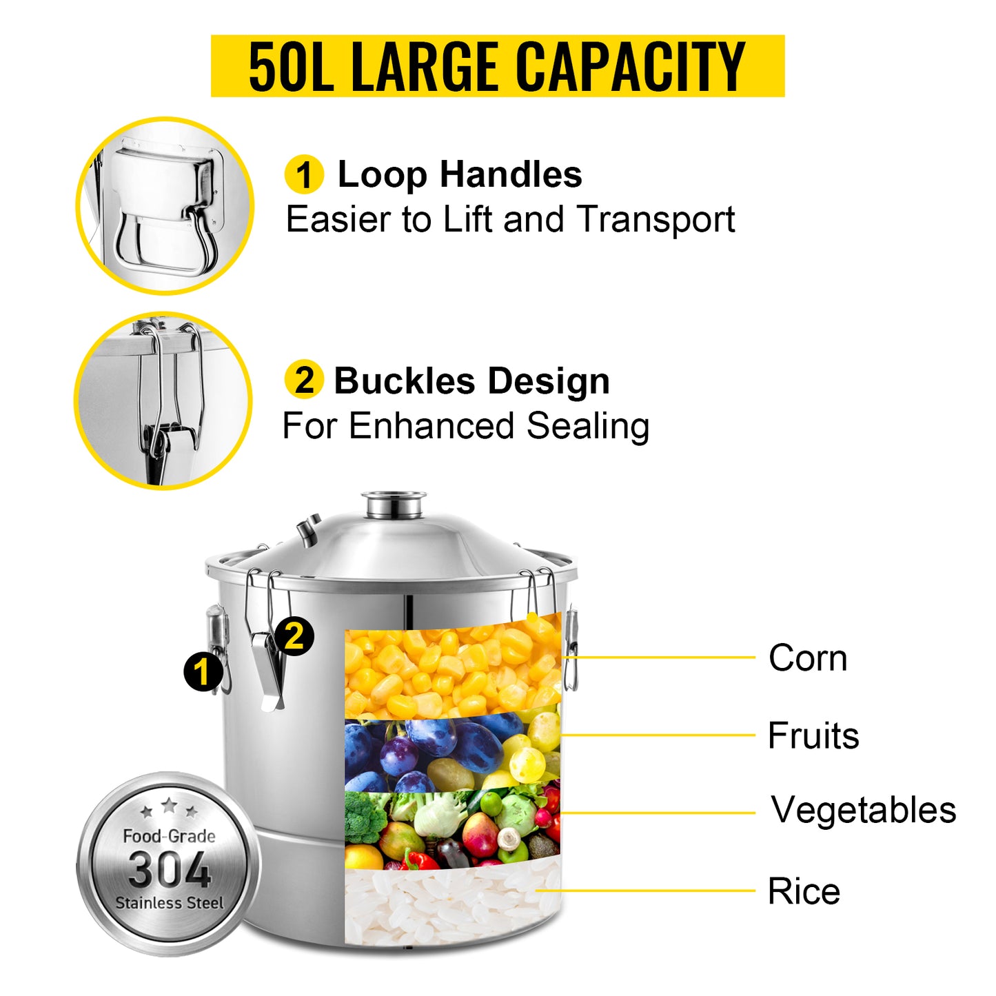 SucceBuy 50L 13.2Gal Water Alcohol Distiller 304 Stainless Steel Alcohol Still Wine Making Boiler Home Kit with Thermometer