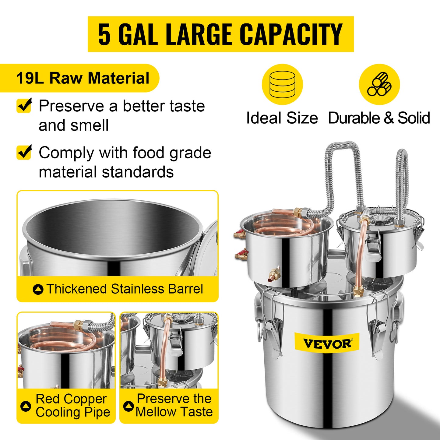 SucceBuy 20L 30L Water Alcohol Brewing Distiller DIY Moonshine Apparatus Stainless Steel Still Whisky Beer Brandy Home Appliance
