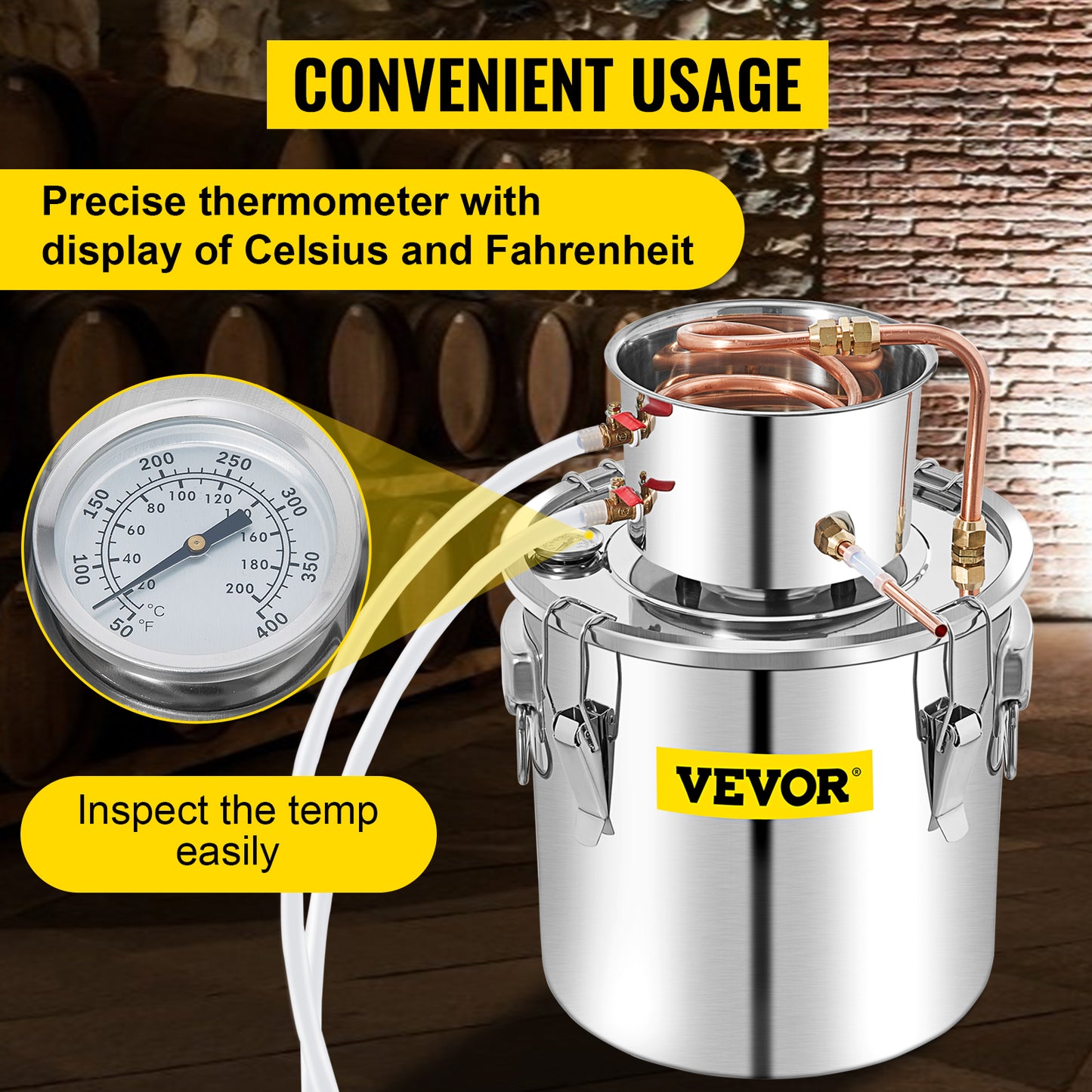 SuceBuy 50L Moonshine Still Alcohol Distiller w/ Water Pump Stainless Copper DIY Brew Ethanol Wine Essential Oil Brewing Kit