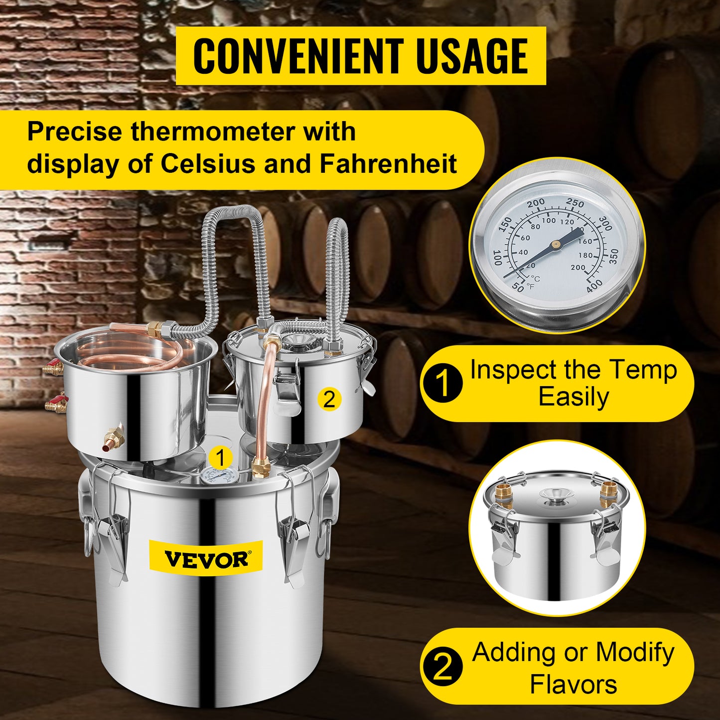 SucceBuy 20L 30L Water Alcohol Brewing Distiller DIY Moonshine Apparatus Stainless Steel Still Whisky Beer Brandy Home Appliance