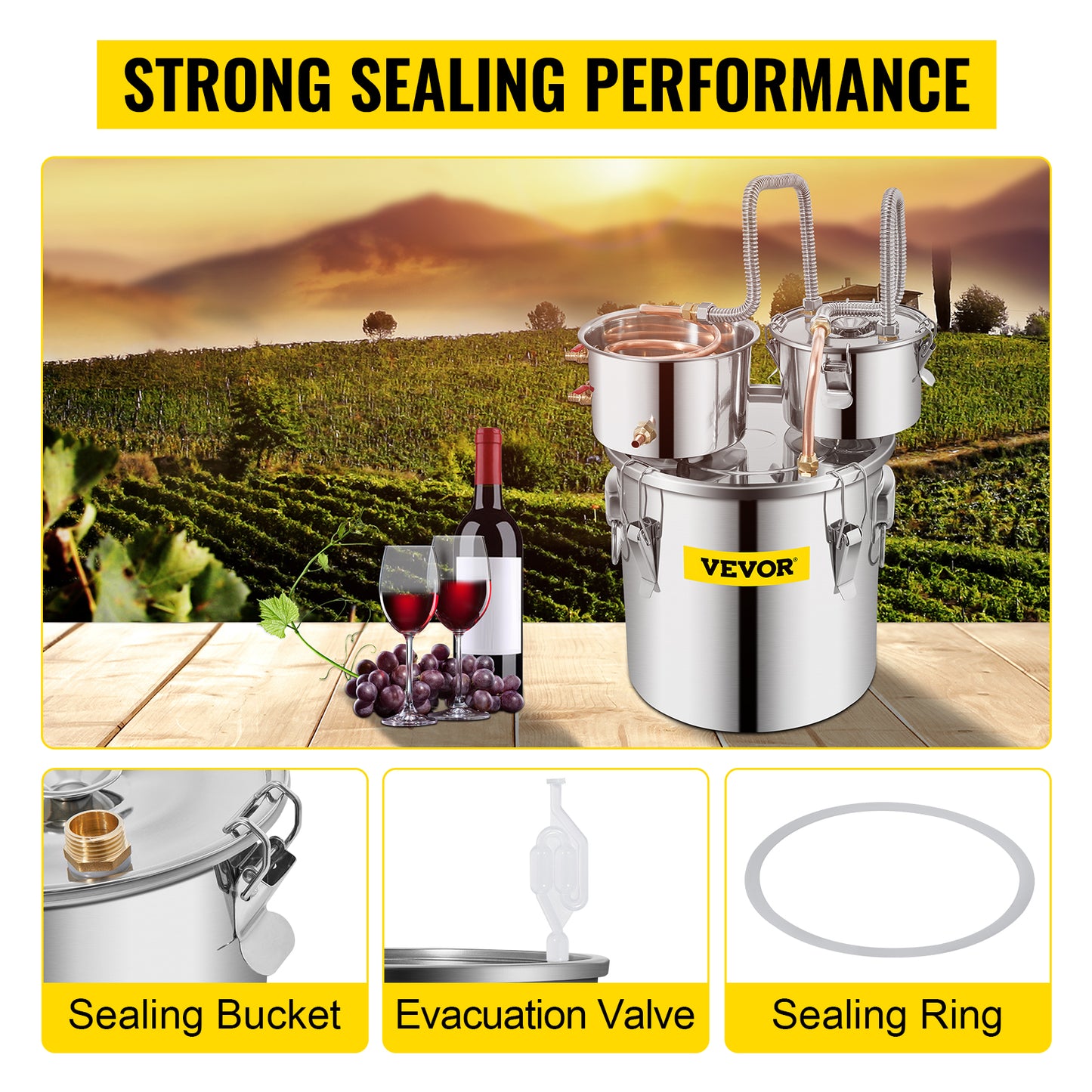 SucceBuy 20L 30L Water Alcohol Brewing Distiller DIY Moonshine Apparatus Stainless Steel Still Whisky Beer Brandy Home Appliance