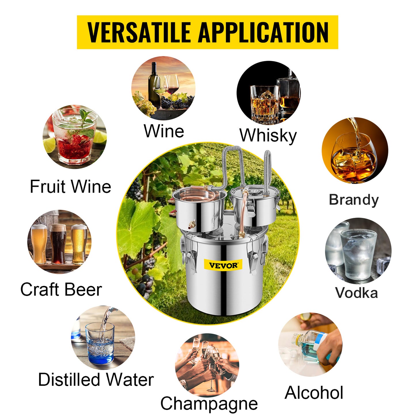 SucceBuy 20L 30L Water Alcohol Brewing Distiller DIY Moonshine Apparatus Stainless Steel Still Whisky Beer Brandy Home Appliance