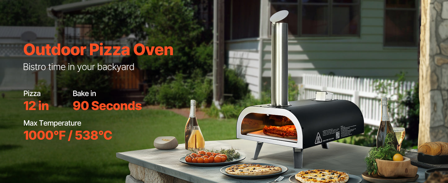 SucceBuy 12 Inch Outdoor Pizza Oven Wood Fired Pizza Ovens Pellet Pizza-Stove with Thermometer for Outside Backyard Patio Campin