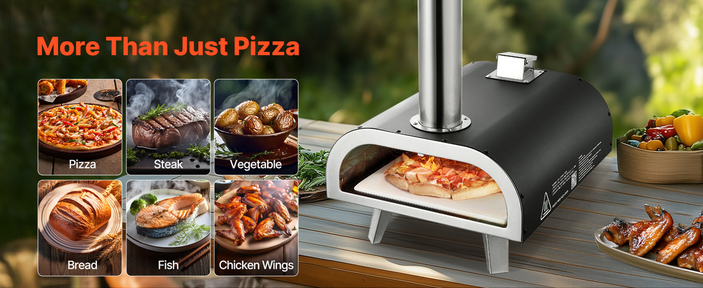 SucceBuy 12 Inch Outdoor Pizza Oven Wood Fired Pizza Ovens Pellet Pizza-Stove with Thermometer for Outside Backyard Patio Campin