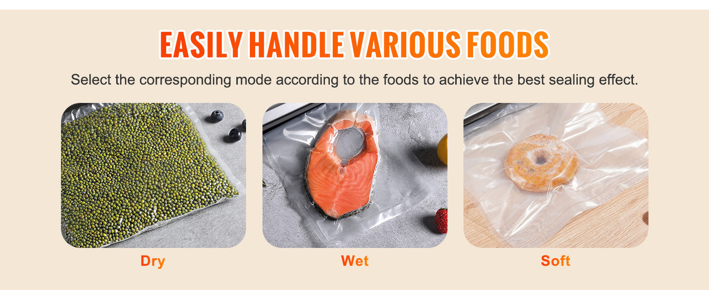 SucceBuy 90Kpa 130W Vacuum Sealer Food Packaging Machine with Free 10pcs Vacuum bags for Household Kitchen Vacuum Food Sealing